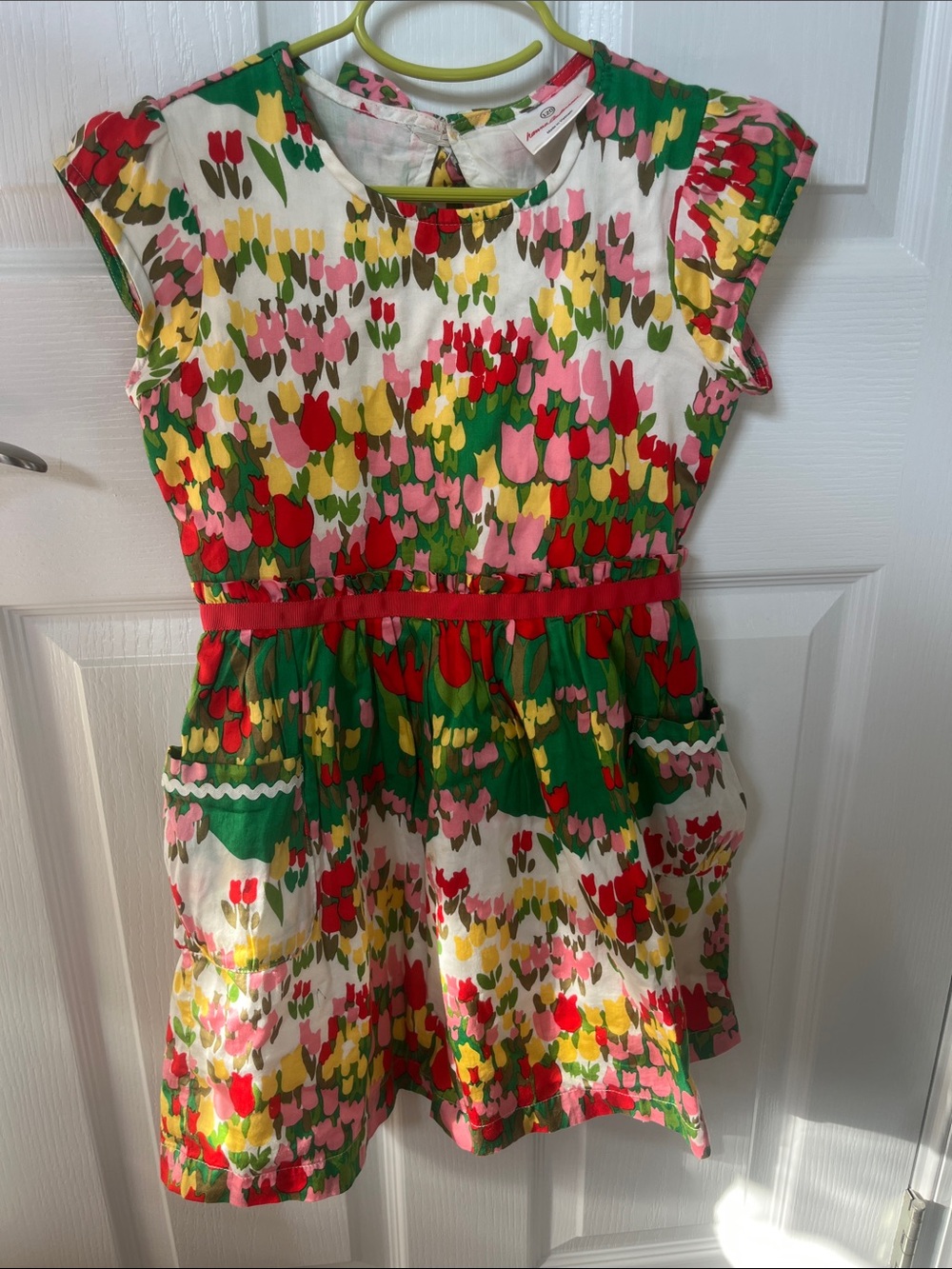 Hanna Andersson Girls Tulip Print Dress Size 120/For 7 Year Old Cotton